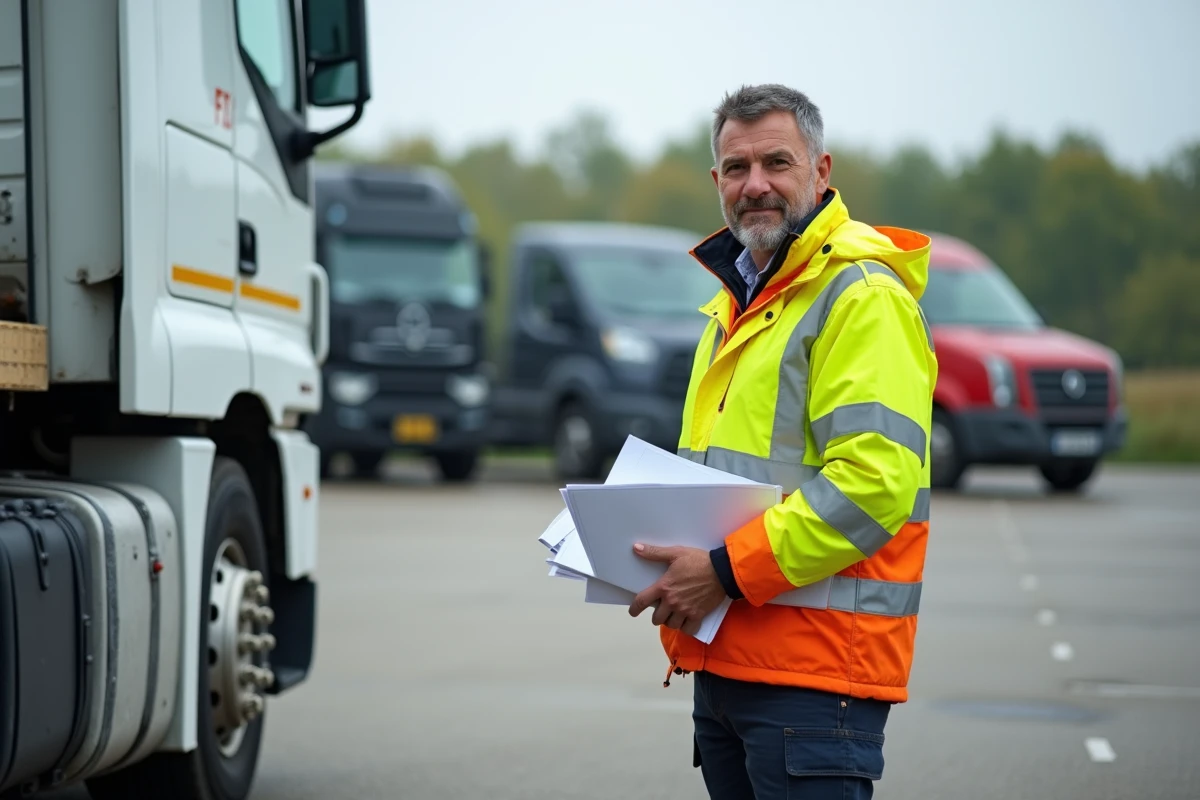 Homme en veste de sécurité près d